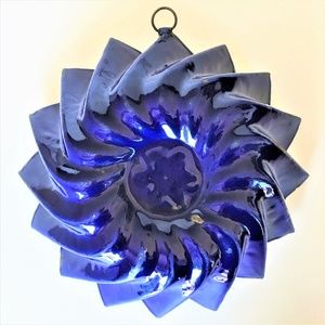 Cobalt Blue Enamel Bunt/Cake Pan - “Swirling Star"